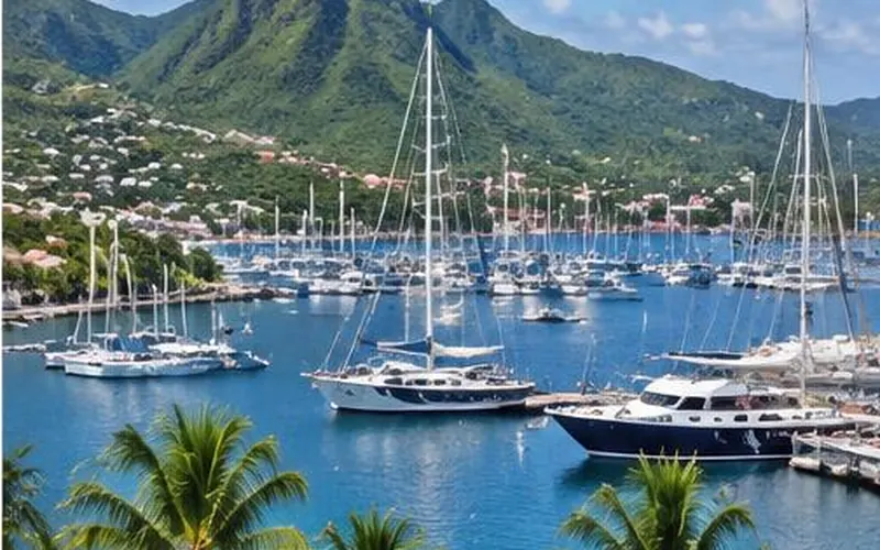 Rodney Bay Marina and Rodney Bay waterfront, St Lucia